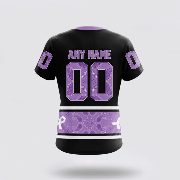 Personalized NHL Anaheim Ducks 3D T Shirt Special Black And Lavender Hockey Fight Cancer Design T Shirt