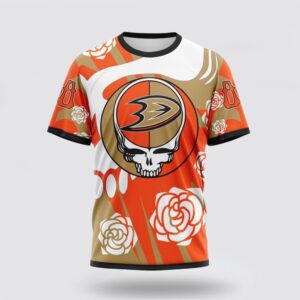 Personalized NHL Anaheim Ducks 3D T Shirt Special Grateful Dead Gathering Flowers Design T Shirt 1