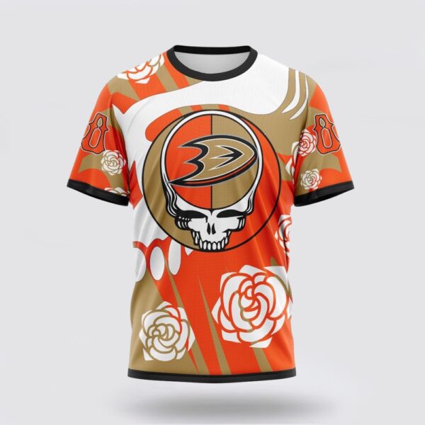 Personalized NHL Anaheim Ducks 3D T Shirt Special Grateful Dead Gathering Flowers Design T Shirt