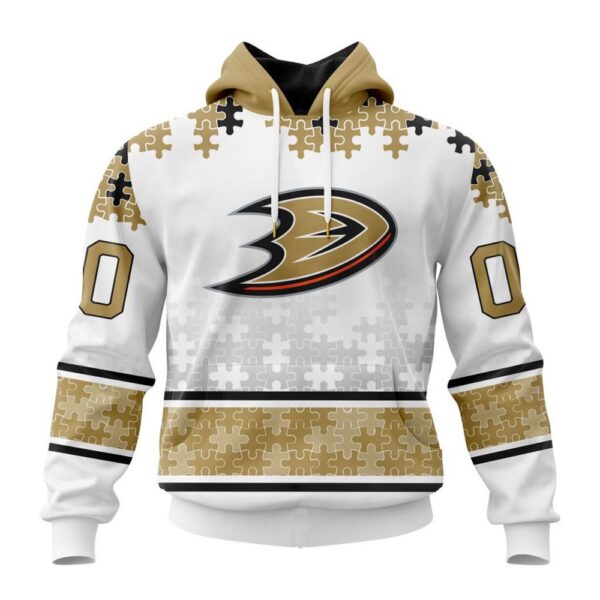 Personalized NHL Anaheim Ducks All Over Print Hoodie Special Autism Awareness Design With Home Jersey Style Hoodie