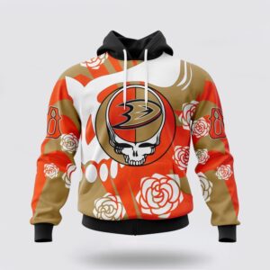 Personalized NHL Anaheim Ducks All Over Print Hoodie Special Grateful Dead Gathering Flowers Design Hoodie 1