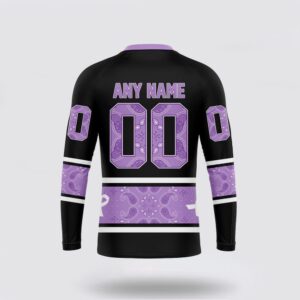 Personalized NHL Anaheim Ducks Crewneck Sweatshirt Special Black And Lavender Hockey Fight Cancer Design Sweatshirt 2