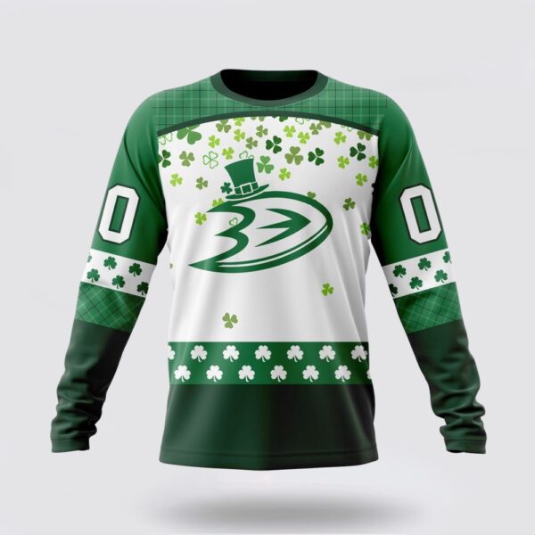 Personalized NHL Anaheim Ducks Crewneck Sweatshirt Special Design For St Patrick Day Sweatshirt