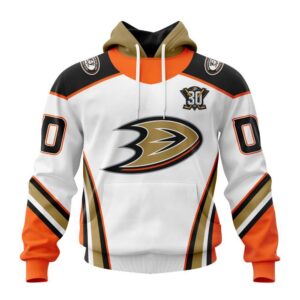 Personalized NHL Anaheim Ducks Hoodie 2024 Away With 30th Anniversary Logo Hoodie 1