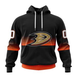 Personalized NHL Anaheim Ducks Hoodie Special Black And Gradient Design Hoodie 1