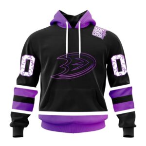 Personalized NHL Anaheim Ducks Hoodie Special Black Hockey Fights Cancer Kits Hoodie 1