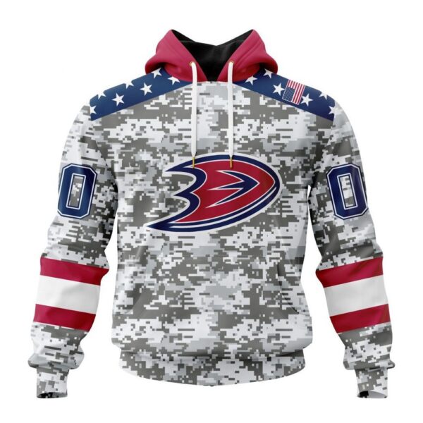 Personalized NHL Anaheim Ducks Hoodie Special Camo Design For Veterans Day Hoodie