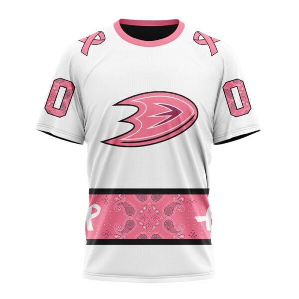 Personalized NHL Anaheim Ducks T-Shirt In Classic Style With Paisley In October We Wear Pink Breast Cancer T-Shirt