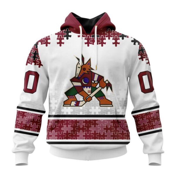 Personalized NHL Arizona Coyotes All Over Print Hoodie Special Autism Awareness Design With Home Jersey Style Hoodie