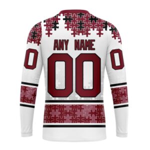 Personalized NHL Arizona Coyotes Crewneck Sweatshirt Special Autism Awareness Design With Home Jersey Style 2