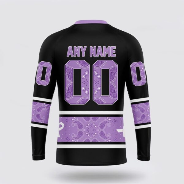 Personalized NHL Arizona Coyotes Crewneck Sweatshirt Special Black And Lavender Hockey Fight Cancer Design Sweatshirt
