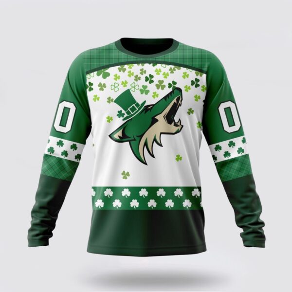 Personalized NHL Arizona Coyotes Crewneck Sweatshirt Special Design For St Patrick Day Sweatshirt