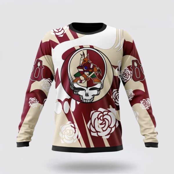 Personalized NHL Arizona Coyotes Crewneck Sweatshirt Special Grateful Dead Gathering Flowers Design Sweatshirt