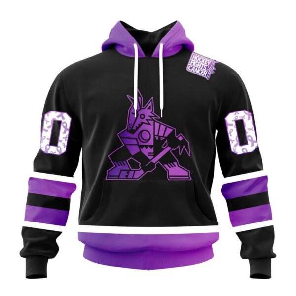 Personalized NHL Arizona Coyotes Hoodie Special Black Hockey Fights Cancer Kits Hoodie