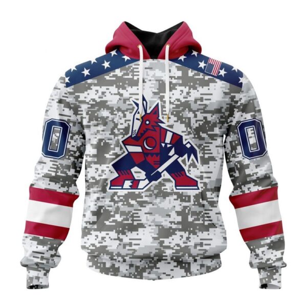 Personalized NHL Arizona Coyotes Hoodie Special Camo Design For Veterans Day Hoodie