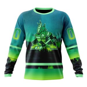 Personalized NHL Arizona Coyotes Special Crewneck Sweatshirt Design With Northern Light Full Printed Sweatshirt 1
