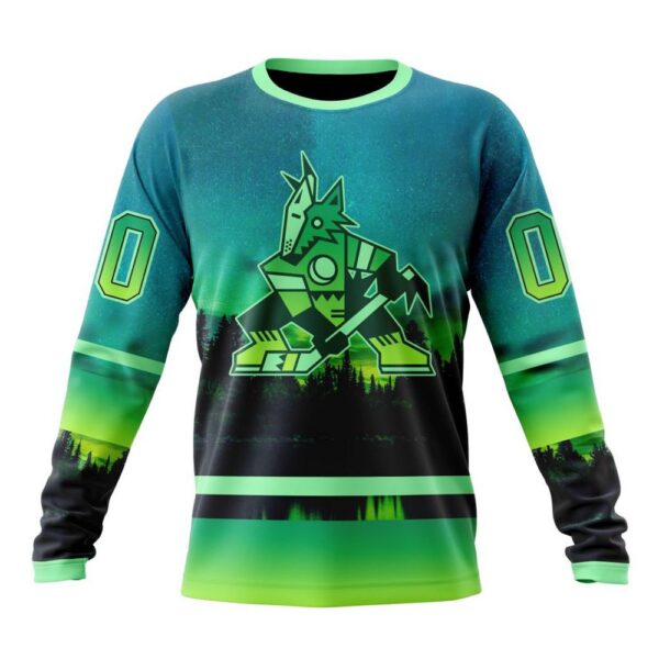 Personalized NHL Arizona Coyotes Special Crewneck Sweatshirt Design With Northern Light Full Printed Sweatshirt