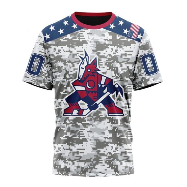 Personalized NHL Arizona Coyotes T-Shirt Special Camo Design For Veterans Day T-Shirt