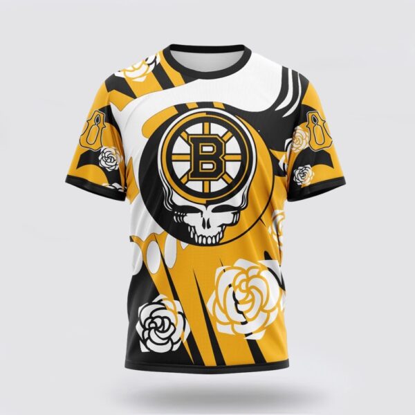 Personalized NHL Boston Bruins 3D T Shirt Special Grateful Dead Gathering Flowers Design T Shirt