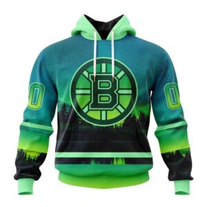 Personalized NHL Boston Bruins All Over Print Hoodie Special Design With Northern Light Full Printed Hoodie 1