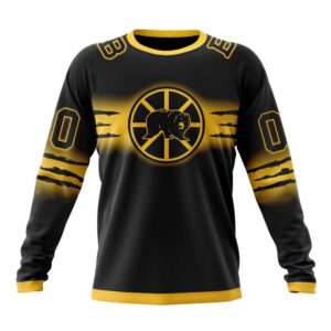 Personalized NHL Boston Bruins Crewneck Sweatshirt New Gradient Series Concept 1