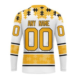Personalized NHL Boston Bruins Crewneck Sweatshirt Special Autism Awareness Design With Home Jersey Style 2