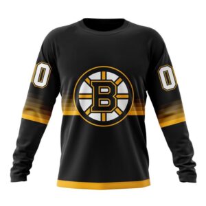 Personalized NHL Boston Bruins Crewneck Sweatshirt Special Black And Gradient Design 1