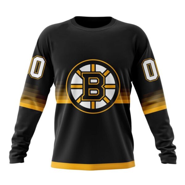 Personalized NHL Boston Bruins Crewneck Sweatshirt Special Black And Gradient Design