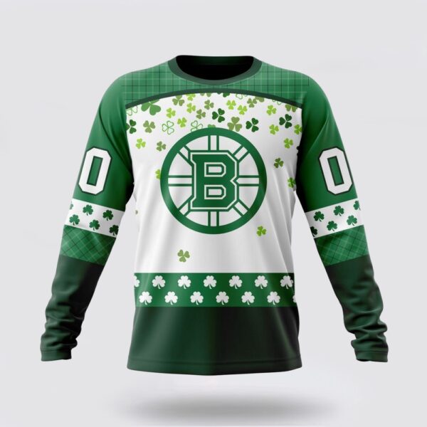 Personalized NHL Boston Bruins Crewneck Sweatshirt Special Design For St Patrick Day Sweatshirt