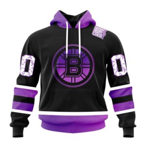 Personalized NHL Boston Bruins Hoodie Special Black Hockey Fights Cancer Kits Hoodie 1