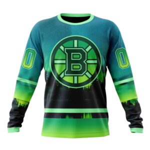 Personalized NHL Boston Bruins Special Crewneck Sweatshirt Design With Northern Light Full Printed Sweatshirt 1