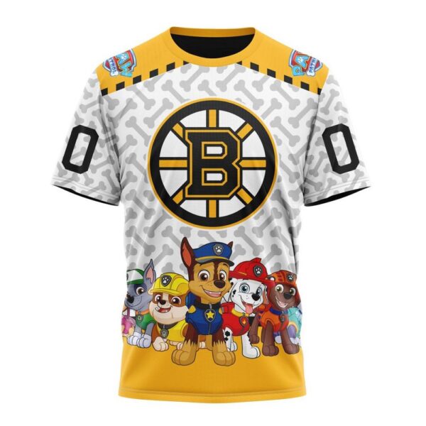 Personalized NHL Boston Bruins T-Shirt Special PawPatrol Design T-Shirt