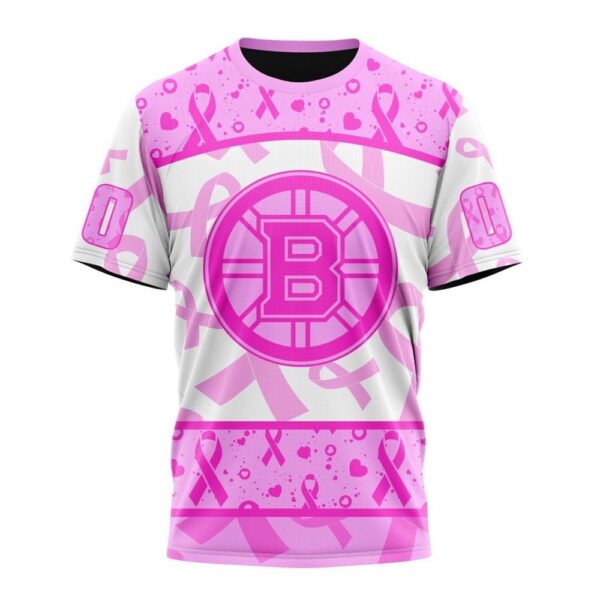 Personalized NHL Boston Bruins T-Shirt Special Pink October Breast Cancer Awareness Month T-Shirt