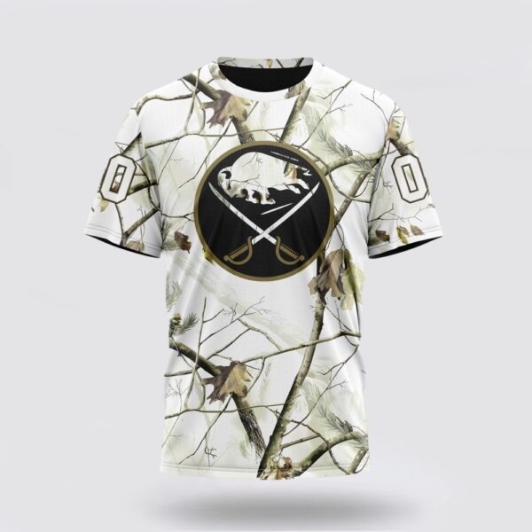 Personalized NHL Buffalo Sabres 3D T Shirt Special White Winter Hunting Camo Design T Shirt