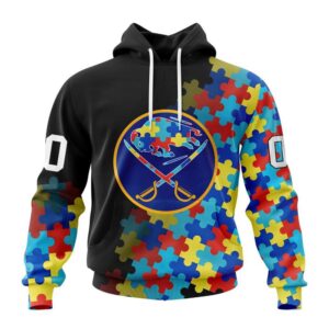 Personalized NHL Buffalo Sabres All Over Print Hoodie Special Black Autism Awareness Design Hoodie 1