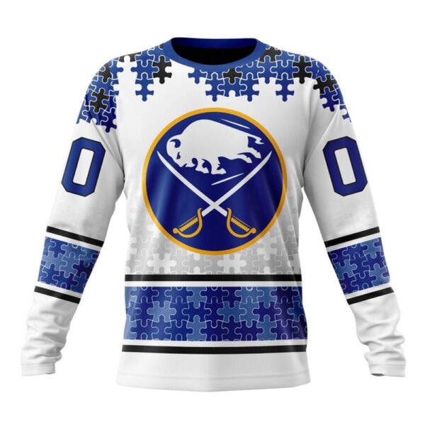 Personalized NHL Buffalo Sabres Crewneck Sweatshirt Special Autism Awareness Design With Home Jersey Style