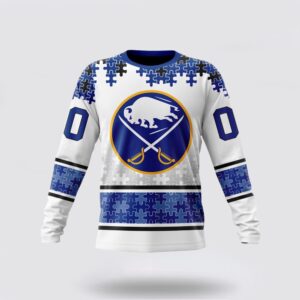 Personalized NHL Buffalo Sabres Crewneck Sweatshirt Special Autism Awareness Design With Home Jersey Style Sweatshirt 1