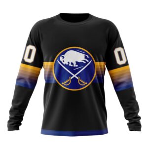 Personalized NHL Buffalo Sabres Crewneck Sweatshirt Special Black And Gradient Design 1