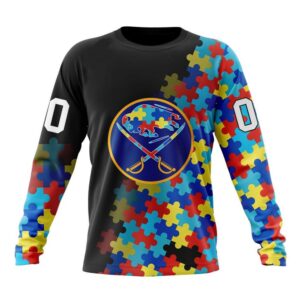 Personalized NHL Buffalo Sabres Crewneck Sweatshirt Special Black Autism Awareness Design 1