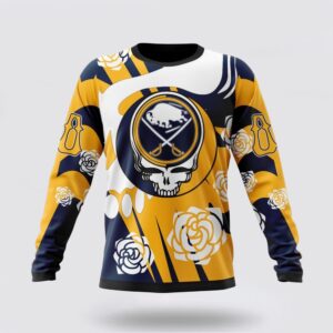 Personalized NHL Buffalo Sabres Crewneck Sweatshirt Special Grateful Dead Gathering Flowers Design Sweatshirt 1
