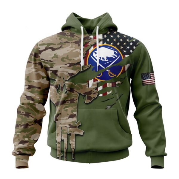 Personalized NHL Buffalo Sabres Hoodie Special Camo Skull Design Hoodie