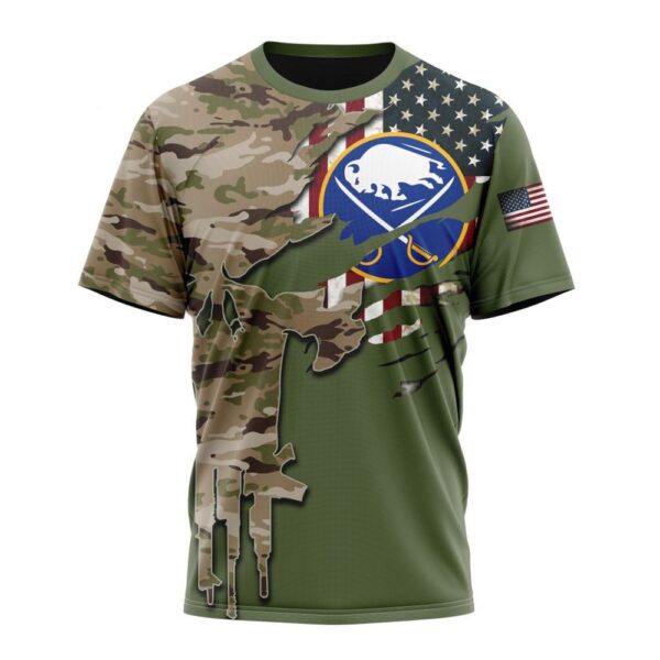 Personalized NHL Buffalo Sabres T-Shirt Special Camo Skull Design T-Shirt