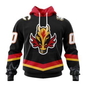 Personalized NHL Calgary Flames 2024 Black Alternate Kits Hoodie 1