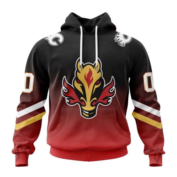 Personalized NHL Calgary Flames All Over Print Hoodie New Gradient Series Concept Hoodie
