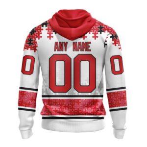 Personalized NHL Calgary Flames All Over Print Hoodie Special Autism Awareness Design With Home Jersey Style Hoodie 2