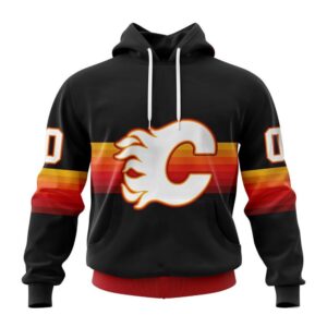 Personalized NHL Calgary Flames All Over Print Hoodie Special Black And Gradient Design Hoodie 1