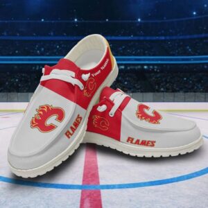 Personalized NHL Calgary Flames Hey Dude Shoes For Hockey Fans