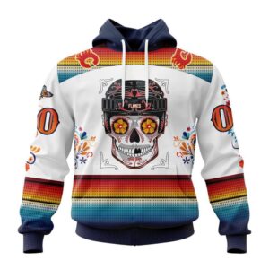 Personalized NHL Calgary Flames Hoodie Special Design For Dia De Los Muertos Hoodie 1