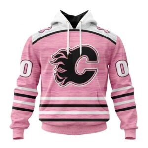 Personalized NHL Calgary Flames Hoodie Special Pink Fight Breast Cancer Design Hoodie 1