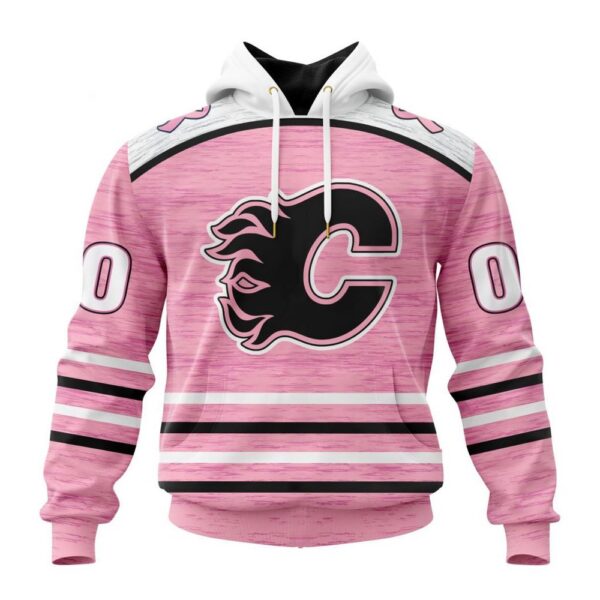 Personalized NHL Calgary Flames Hoodie Special Pink Fight Breast Cancer Design Hoodie